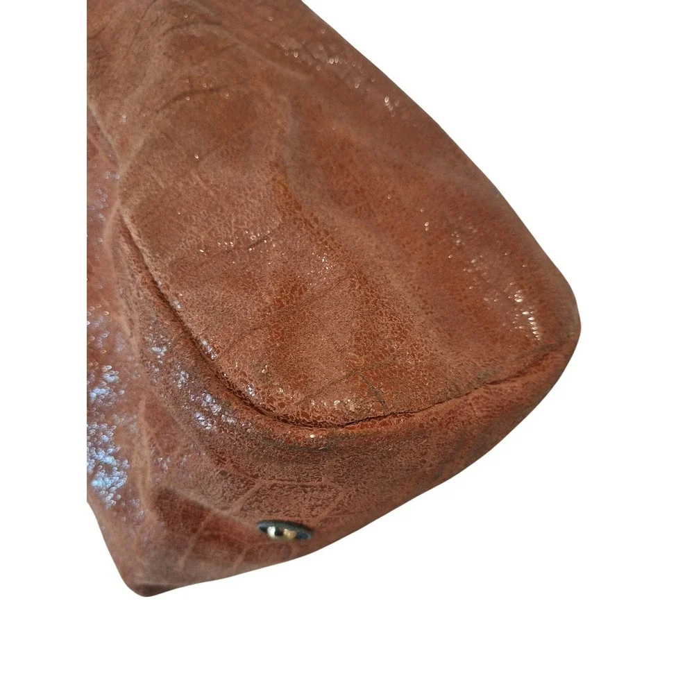 Lola Bernard Modena Rust Croc Embossed Leather Purse Shoulder Bag Handbag‎